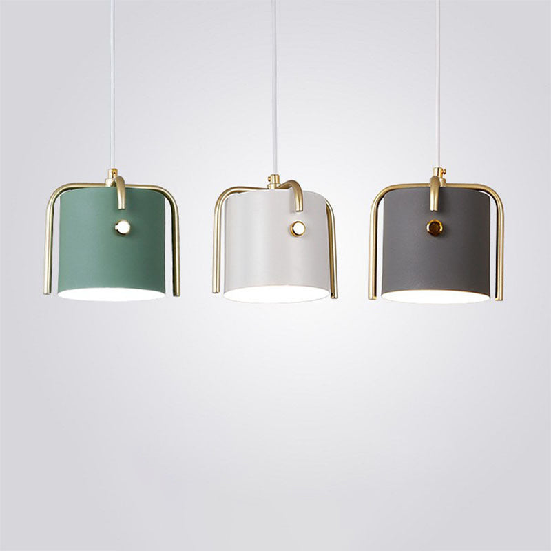 Bucket Shade Drop Pendant Modernist Metal 1 Head Dining Room Hanging Lamp Kit with Cross Top Clearhalo 'Ceiling Lights' 'Modern Pendants' 'Modern' 'Pendant Lights' 'Pendants' Lighting' 2011198