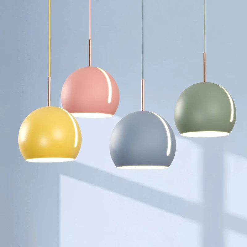 1-Head Dining Room Pendant Light Kit Minimalist Hanging Lamp with Slit Globe Metal Shade Clearhalo 'Ceiling Lights' 'Modern Pendants' 'Modern' 'Pendant Lights' 'Pendants' Lighting' 2011215