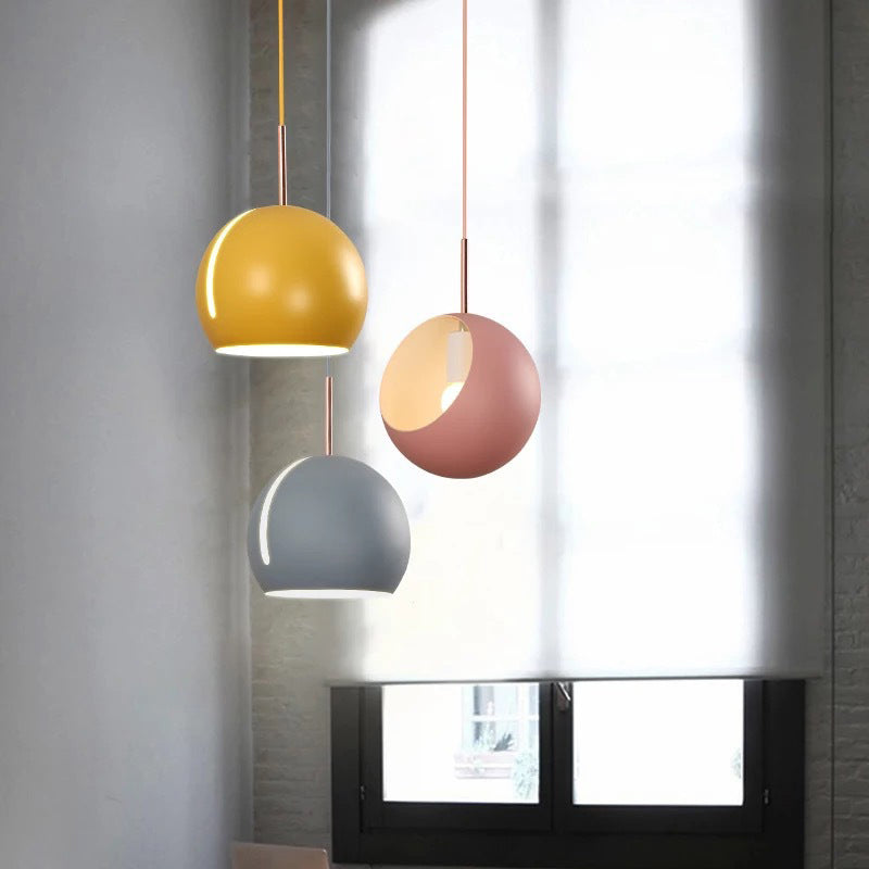 1-Head Dining Room Pendant Light Kit Minimalist Hanging Lamp with Slit Globe Metal Shade Clearhalo 'Ceiling Lights' 'Modern Pendants' 'Modern' 'Pendant Lights' 'Pendants' Lighting' 2011216
