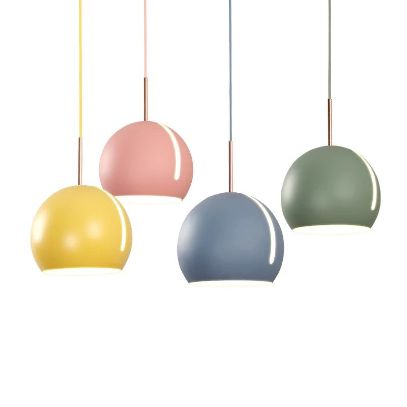 1-Head Dining Room Pendant Light Kit Minimalist Hanging Lamp with Slit Globe Metal Shade Clearhalo 'Ceiling Lights' 'Modern Pendants' 'Modern' 'Pendant Lights' 'Pendants' Lighting' 2011217