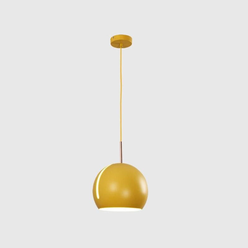 1-Head Dining Room Pendant Light Kit Minimalist Hanging Lamp with Slit Globe Metal Shade Yellow Clearhalo 'Ceiling Lights' 'Modern Pendants' 'Modern' 'Pendant Lights' 'Pendants' Lighting' 2011221