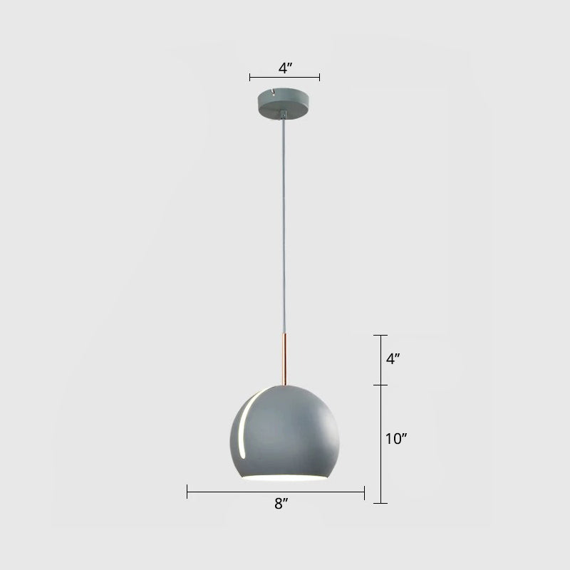1-Head Dining Room Pendant Light Kit Minimalist Hanging Lamp with Slit Globe Metal Shade Clearhalo 'Ceiling Lights' 'Modern Pendants' 'Modern' 'Pendant Lights' 'Pendants' Lighting' 2011225
