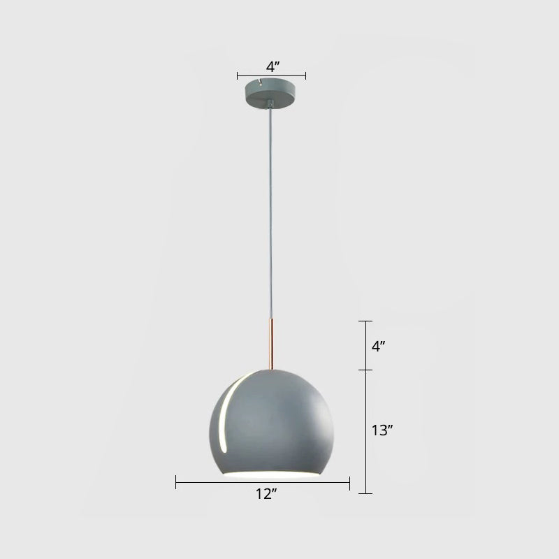 1-Head Dining Room Pendant Light Kit Minimalist Hanging Lamp with Slit Globe Metal Shade Clearhalo 'Ceiling Lights' 'Modern Pendants' 'Modern' 'Pendant Lights' 'Pendants' Lighting' 2011226