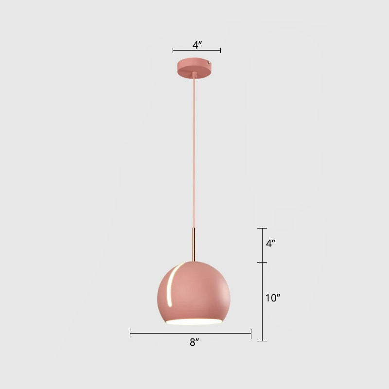 1-Head Dining Room Pendant Light Kit Minimalist Hanging Lamp with Slit Globe Metal Shade Clearhalo 'Ceiling Lights' 'Modern Pendants' 'Modern' 'Pendant Lights' 'Pendants' Lighting' 2011229