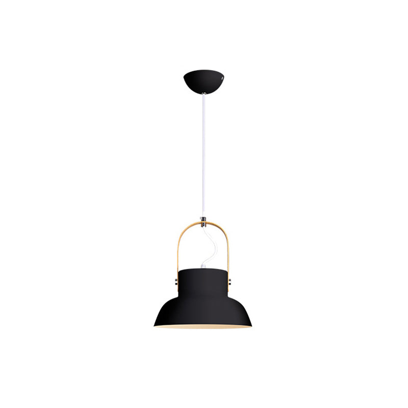 Barrel Dining Room Hanging Pendant Metal 1-Head Minimalistic Drop Lamp with Handle Black B Clearhalo 'Ceiling Lights' 'Modern Pendants' 'Modern' 'Pendant Lights' 'Pendants' Lighting' 2011240