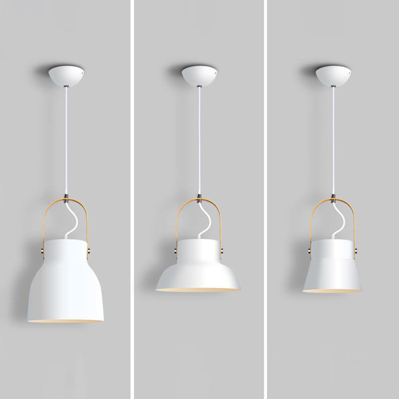 Barrel Dining Room Hanging Pendant Metal 1-Head Minimalistic Drop Lamp with Handle White Clearhalo 'Ceiling Lights' 'Modern Pendants' 'Modern' 'Pendant Lights' 'Pendants' Lighting' 2011242