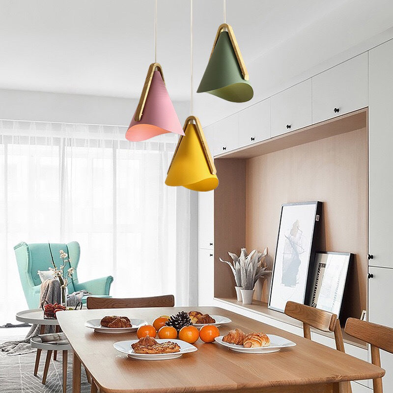 3 Lights Dining Room Multi Ceiling Light Simple White Waveform Pendant Lighting with Cone Metal Shade Clearhalo 'Ceiling Lights' 'Modern Pendants' 'Modern' 'Pendant Lights' 'Pendants' Lighting' 2011248
