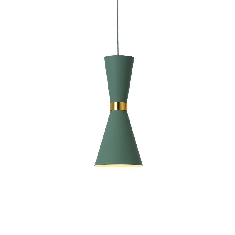 Modern Hourglass Ceiling Hang Fixture Metal 1-Light Dining Room Down Lighting Pendant Green Clearhalo 'Ceiling Lights' 'Modern Pendants' 'Modern' 'Pendant Lights' 'Pendants' Lighting' 2011254