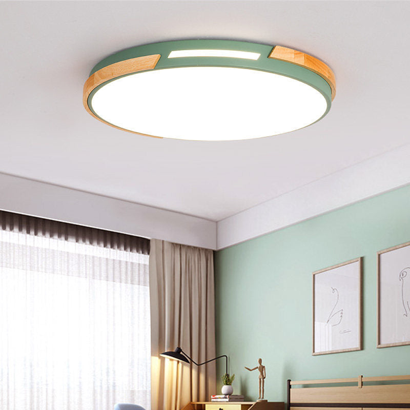 Acrylic Gray/Green Circular Flush Mount Light Nordic Style LED Ceiling Light Fixture for Living Room Bedroom, 12"/16"/19.5" W Green Clearhalo 'Ceiling Lights' 'Close To Ceiling Lights' 'Close to ceiling' 'Flush mount' Lighting' 201129