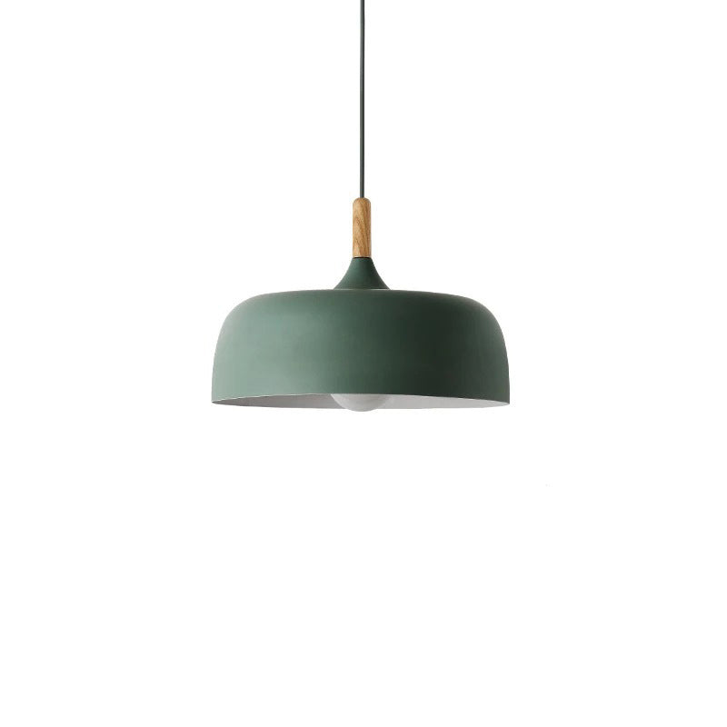Geometry Dining Room Ceiling Lamp Metal 1 Bulb Contemporary Pendant Light Kit with Wood Cork Green Small Clearhalo 'Ceiling Lights' 'Modern Pendants' 'Modern' 'Pendant Lights' 'Pendants' Lighting' 2011295
