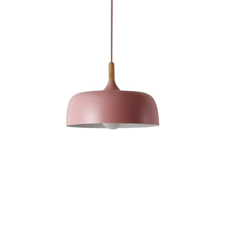 Geometry Dining Room Ceiling Lamp Metal 1 Bulb Contemporary Pendant Light Kit with Wood Cork Pink Small Clearhalo 'Ceiling Lights' 'Modern Pendants' 'Modern' 'Pendant Lights' 'Pendants' Lighting' 2011296