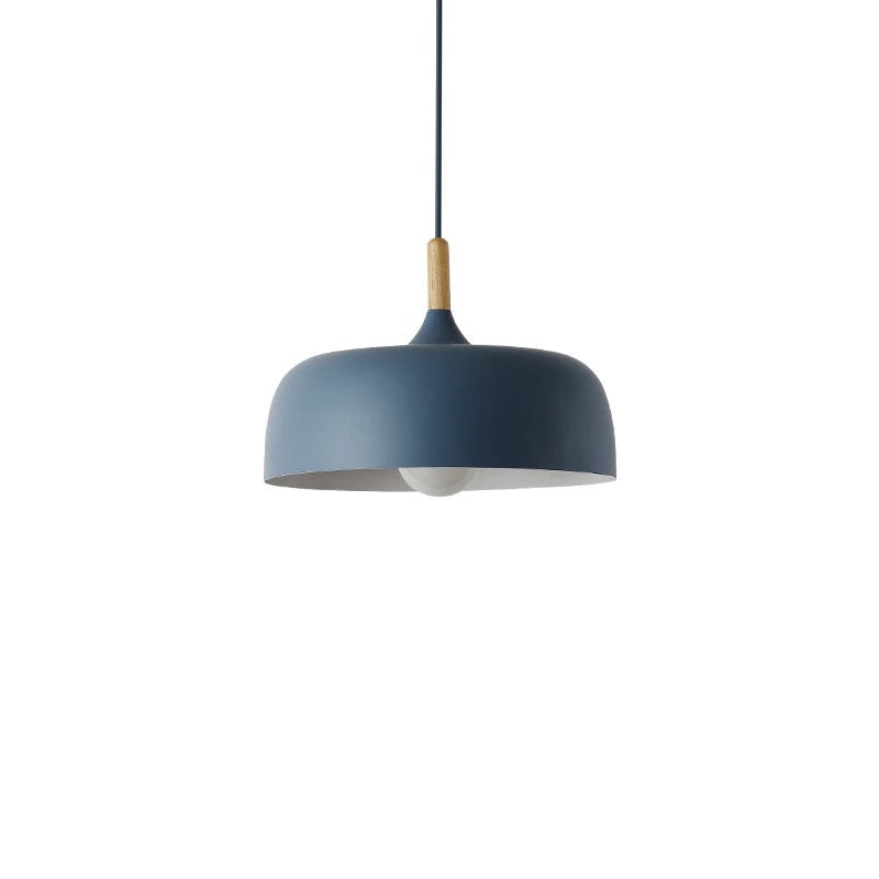 Geometry Dining Room Ceiling Lamp Metal 1 Bulb Contemporary Pendant Light Kit with Wood Cork Blue Small Clearhalo 'Ceiling Lights' 'Modern Pendants' 'Modern' 'Pendant Lights' 'Pendants' Lighting' 2011298