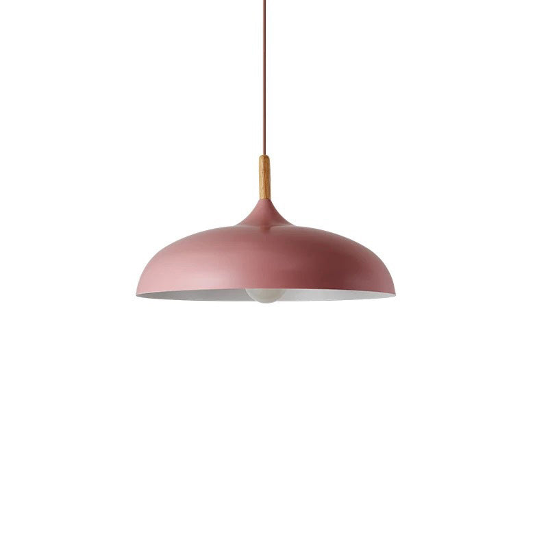 Geometry Dining Room Ceiling Lamp Metal 1 Bulb Contemporary Pendant Light Kit with Wood Cork Pink Large Clearhalo 'Ceiling Lights' 'Modern Pendants' 'Modern' 'Pendant Lights' 'Pendants' Lighting' 2011300