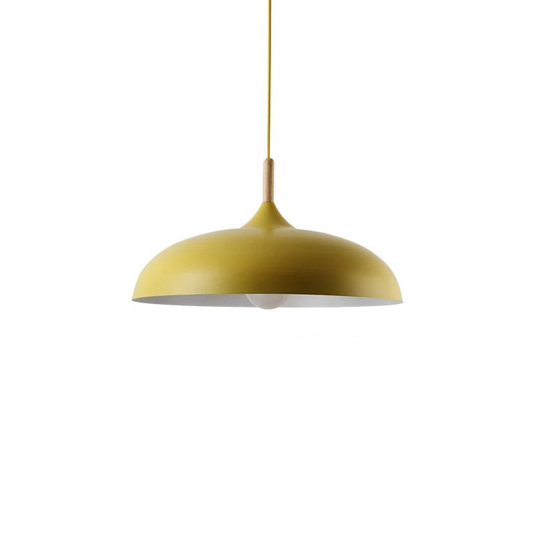 Geometry Dining Room Ceiling Lamp Metal 1 Bulb Contemporary Pendant Light Kit with Wood Cork Yellow Large Clearhalo 'Ceiling Lights' 'Modern Pendants' 'Modern' 'Pendant Lights' 'Pendants' Lighting' 2011302