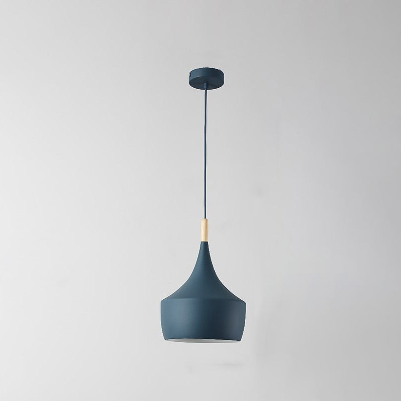 Geometry Drop Pendant Simplicity Metal 1-Light Dining Room Hanging Light Kit with Wood Cork Blue B Clearhalo 'Ceiling Lights' 'Modern Pendants' 'Modern' 'Pendant Lights' 'Pendants' Lighting' 2011308