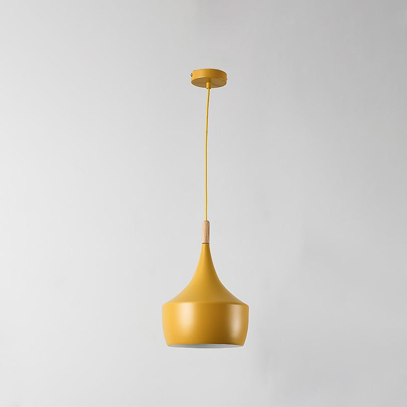 Geometry Drop Pendant Simplicity Metal 1-Light Dining Room Hanging Light Kit with Wood Cork Yellow B Clearhalo 'Ceiling Lights' 'Modern Pendants' 'Modern' 'Pendant Lights' 'Pendants' Lighting' 2011309