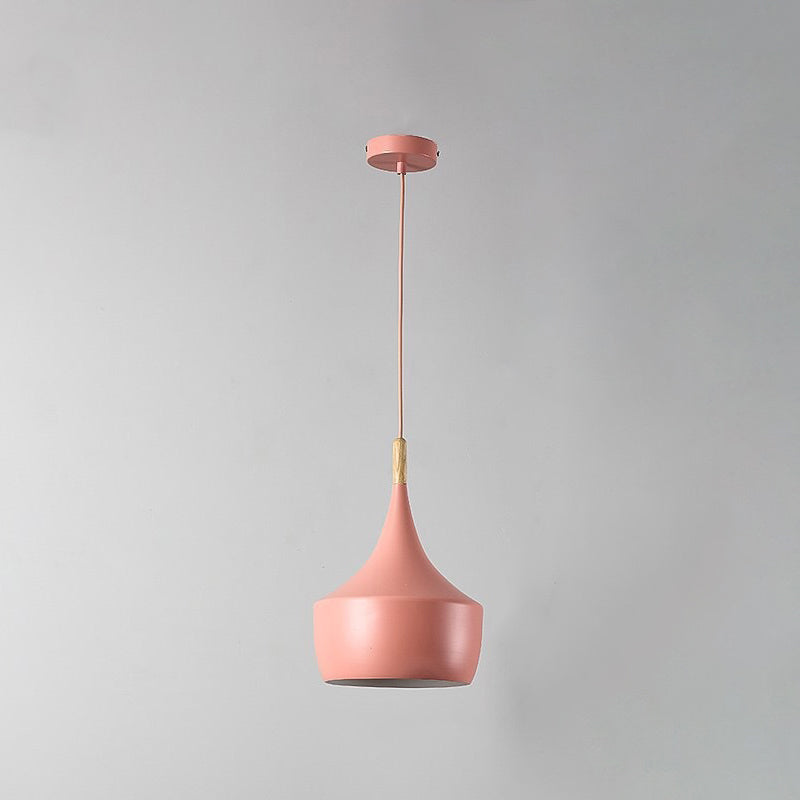 Geometry Drop Pendant Simplicity Metal 1-Light Dining Room Hanging Light Kit with Wood Cork Pink B Clearhalo 'Ceiling Lights' 'Modern Pendants' 'Modern' 'Pendant Lights' 'Pendants' Lighting' 2011310