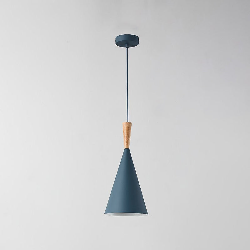 Geometry Drop Pendant Simplicity Metal 1-Light Dining Room Hanging Light Kit with Wood Cork Blue A Clearhalo 'Ceiling Lights' 'Modern Pendants' 'Modern' 'Pendant Lights' 'Pendants' Lighting' 2011312