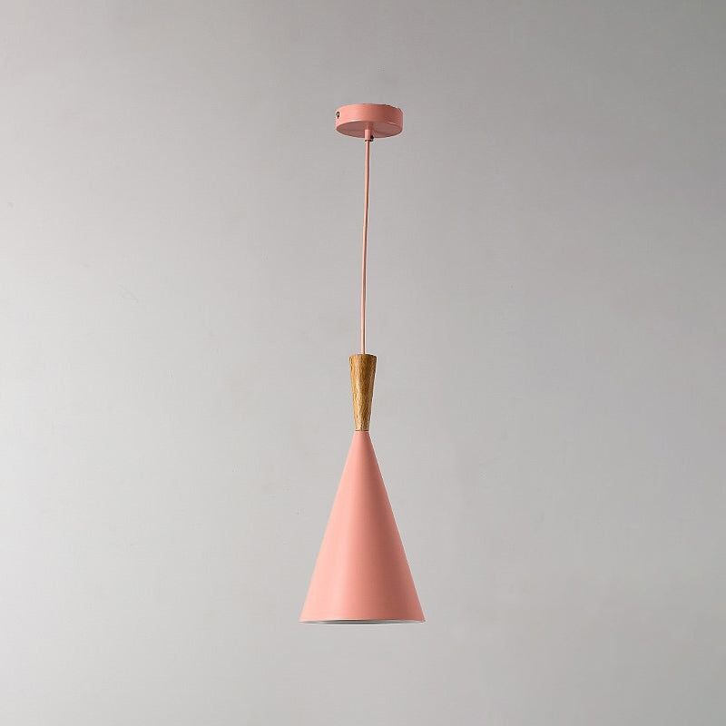 Geometry Drop Pendant Simplicity Metal 1-Light Dining Room Hanging Light Kit with Wood Cork Pink A Clearhalo 'Ceiling Lights' 'Modern Pendants' 'Modern' 'Pendant Lights' 'Pendants' Lighting' 2011313