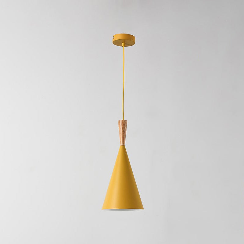 Geometry Drop Pendant Simplicity Metal 1-Light Dining Room Hanging Light Kit with Wood Cork Yellow A Clearhalo 'Ceiling Lights' 'Modern Pendants' 'Modern' 'Pendant Lights' 'Pendants' Lighting' 2011314