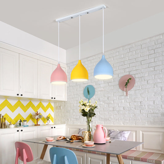 Onion Shade Metal Multi Pendant Light Simplicity 3 Heads White Hanging Lamp Kit for Dining Room White Linear Clearhalo 'Ceiling Lights' 'Modern Pendants' 'Modern' 'Pendant Lights' 'Pendants' Lighting' 2011322
