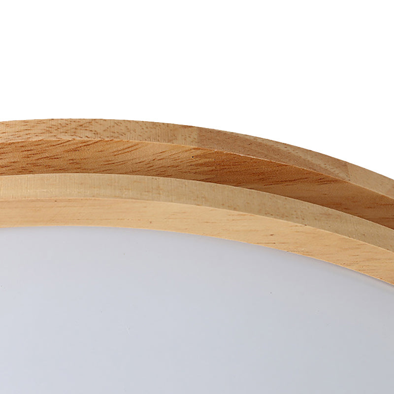 16"/19.5" Wide Round Ceiling Lamp Acrylic Simple Style Flush Ceiling Light in Wood for Dining Room Clearhalo 'Ceiling Lights' 'Close To Ceiling Lights' 'Close to ceiling' 'Flush mount' Lighting' 201140