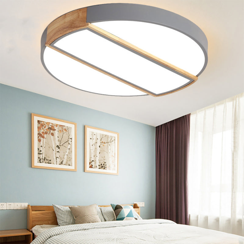 Macaron Style Round Flush Mount Light Acrylic LED Integrated Ceiling Light in Grey/White/Pink/Green for Living Room Clearhalo 'Ceiling Lights' 'Close To Ceiling Lights' 'Close to ceiling' 'Flush mount' Lighting' 201142