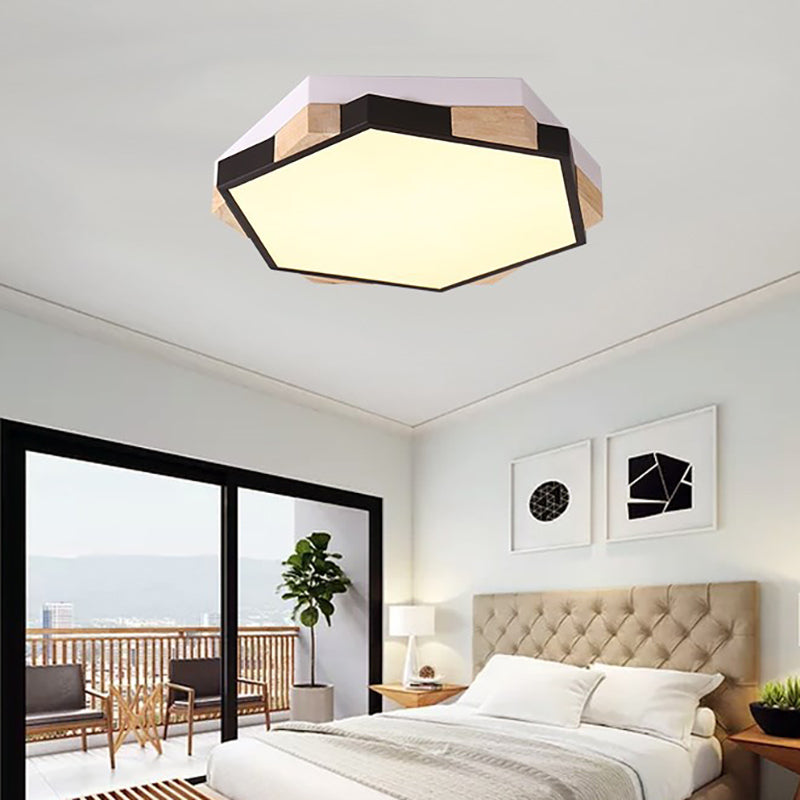 Nordic Style Hexagon Flush Mount Light Acrylic Ceiling Lamp for Study Room Black Clearhalo 'Ceiling Lights' 'Close To Ceiling Lights' 'Close to ceiling' 'Flush mount' Lighting' 201151