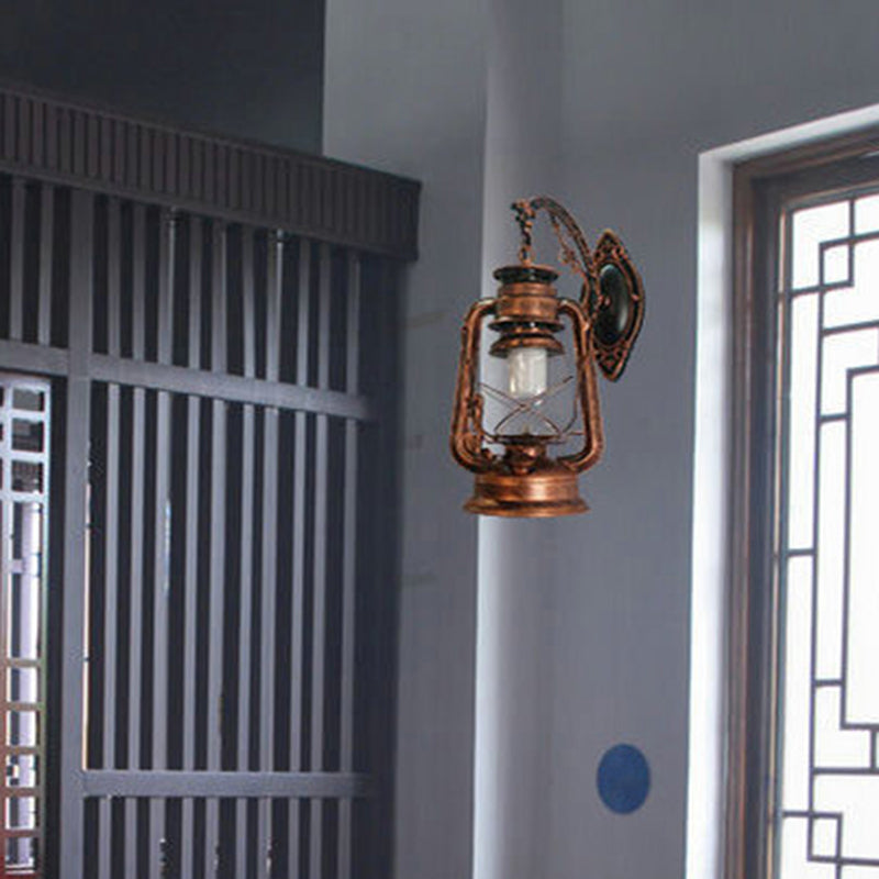 1 Light Wall Mount Lamp Industrial Style Clear Glass Kerosene Metal Wall Lighting Ideas Copper A Clearhalo 'Art deco wall lights' 'Cast Iron' 'Glass' 'Industrial wall lights' 'Industrial' 'Middle century wall lights' 'Modern' 'Rustic wall lights' 'Tiffany' 'Traditional wall lights' 'Wall Lamps & Sconces' 'Wall Lights' Lighting' 2011520