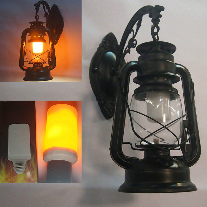 1 Light Wall Mount Lamp Industrial Style Clear Glass Kerosene Metal Wall Lighting Ideas Black A Clearhalo 'Art deco wall lights' 'Cast Iron' 'Glass' 'Industrial wall lights' 'Industrial' 'Middle century wall lights' 'Modern' 'Rustic wall lights' 'Tiffany' 'Traditional wall lights' 'Wall Lamps & Sconces' 'Wall Lights' Lighting' 2011525