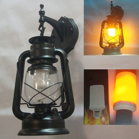 1 Light Wall Mount Lamp Industrial Style Clear Glass Kerosene Metal Wall Lighting Ideas Black C Clearhalo 'Art deco wall lights' 'Cast Iron' 'Glass' 'Industrial wall lights' 'Industrial' 'Middle century wall lights' 'Modern' 'Rustic wall lights' 'Tiffany' 'Traditional wall lights' 'Wall Lamps & Sconces' 'Wall Lights' Lighting' 2011528