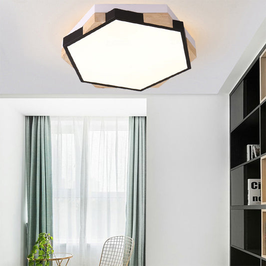 Nordic Style Hexagon Flush Mount Light Acrylic Ceiling Lamp for Study Room Clearhalo 'Ceiling Lights' 'Close To Ceiling Lights' 'Close to ceiling' 'Flush mount' Lighting' 201152