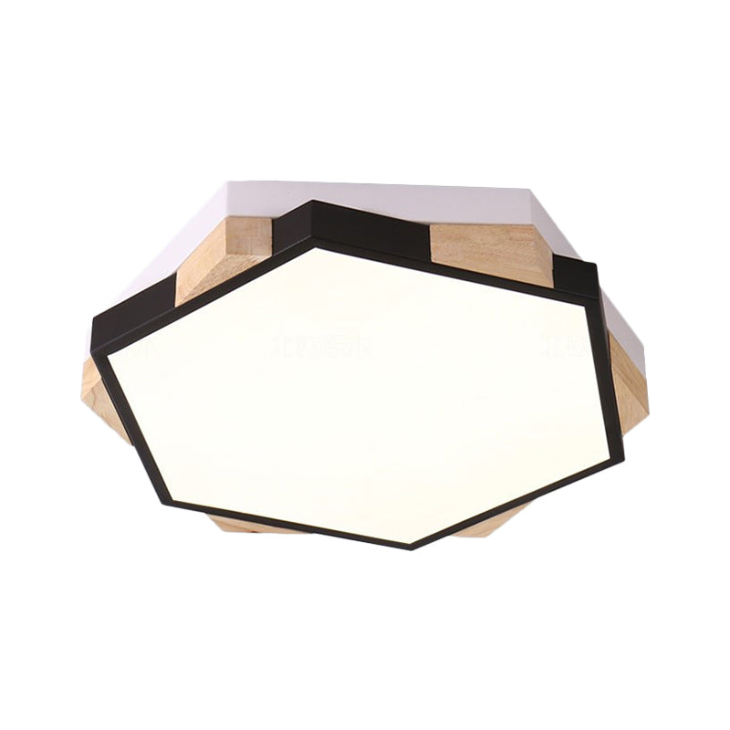 Nordic Style Hexagon Flush Mount Light Acrylic Ceiling Lamp for Study Room Clearhalo 'Ceiling Lights' 'Close To Ceiling Lights' 'Close to ceiling' 'Flush mount' Lighting' 201153