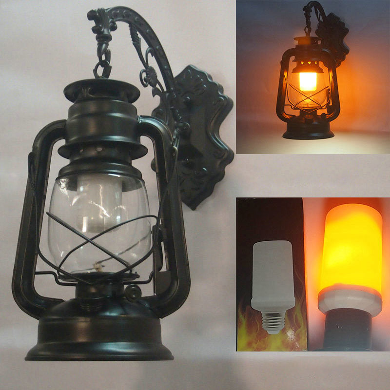 1 Light Wall Mount Lamp Industrial Style Clear Glass Kerosene Metal Wall Lighting Ideas Black B Clearhalo 'Art deco wall lights' 'Cast Iron' 'Glass' 'Industrial wall lights' 'Industrial' 'Middle century wall lights' 'Modern' 'Rustic wall lights' 'Tiffany' 'Traditional wall lights' 'Wall Lamps & Sconces' 'Wall Lights' Lighting' 2011531