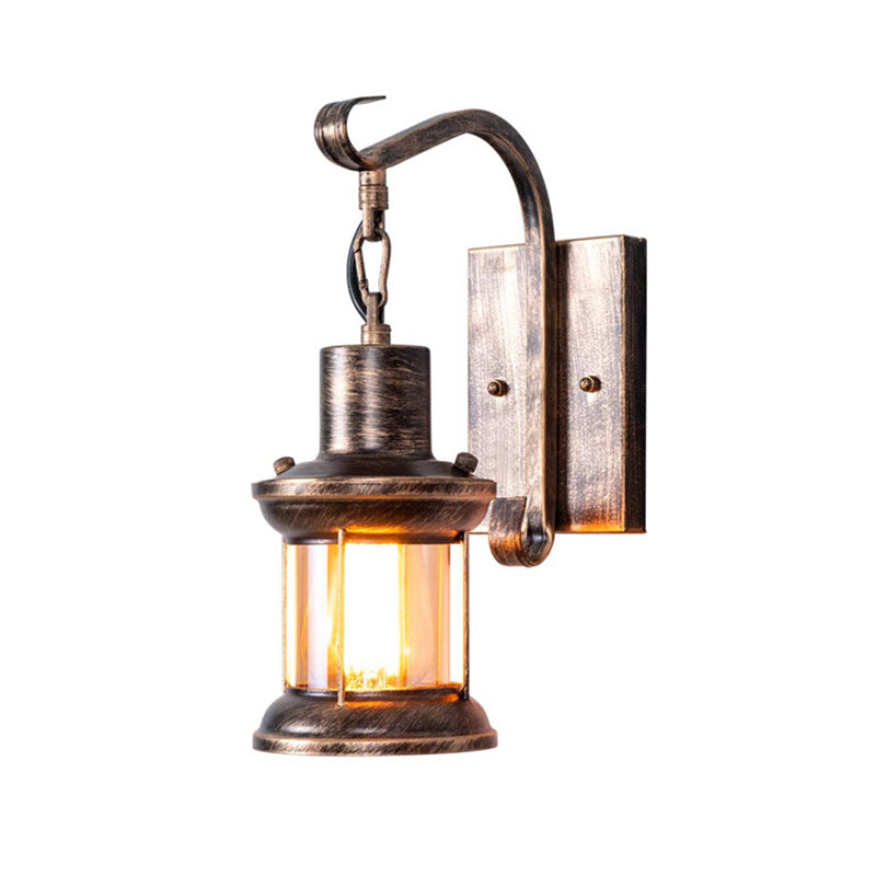 1 Light Clear Glass Wall Hanging Light Nautical Bronze Kerosene Corridor Wall Lighting Clearhalo 'Art deco wall lights' 'Cast Iron' 'Glass' 'Industrial wall lights' 'Industrial' 'Middle century wall lights' 'Modern' 'Rustic wall lights' 'Tiffany' 'Traditional wall lights' 'Wall Lamps & Sconces' 'Wall Lights' Lighting' 2011537