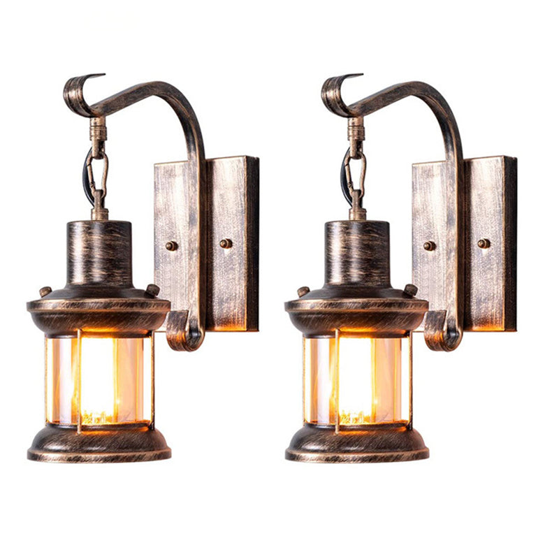 1 Light Clear Glass Wall Hanging Light Nautical Bronze Kerosene Corridor Wall Lighting Clearhalo 'Art deco wall lights' 'Cast Iron' 'Glass' 'Industrial wall lights' 'Industrial' 'Middle century wall lights' 'Modern' 'Rustic wall lights' 'Tiffany' 'Traditional wall lights' 'Wall Lamps & Sconces' 'Wall Lights' Lighting' 2011538