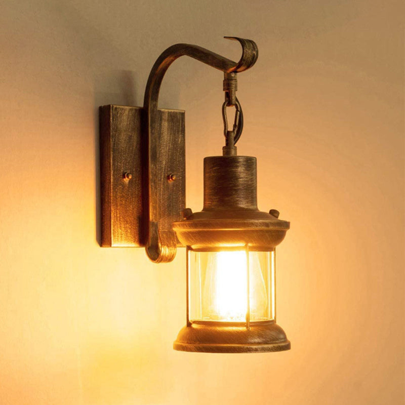 1 Light Clear Glass Wall Hanging Light Nautical Bronze Kerosene Corridor Wall Lighting Clearhalo 'Art deco wall lights' 'Cast Iron' 'Glass' 'Industrial wall lights' 'Industrial' 'Middle century wall lights' 'Modern' 'Rustic wall lights' 'Tiffany' 'Traditional wall lights' 'Wall Lamps & Sconces' 'Wall Lights' Lighting' 2011539