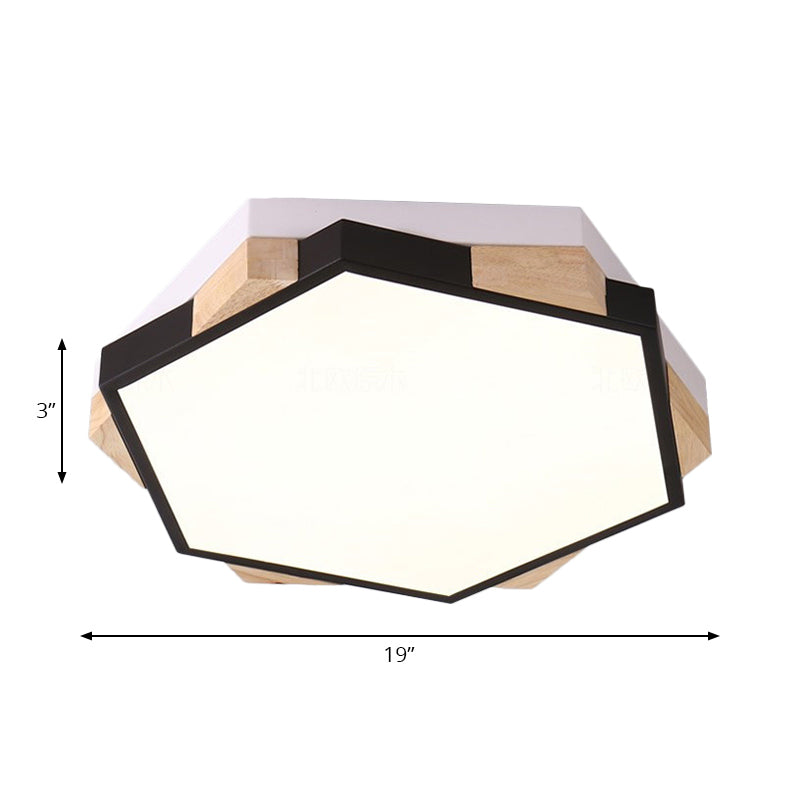 Nordic Style Hexagon Flush Mount Light Acrylic Ceiling Lamp for Study Room Clearhalo 'Ceiling Lights' 'Close To Ceiling Lights' 'Close to ceiling' 'Flush mount' Lighting' 201154