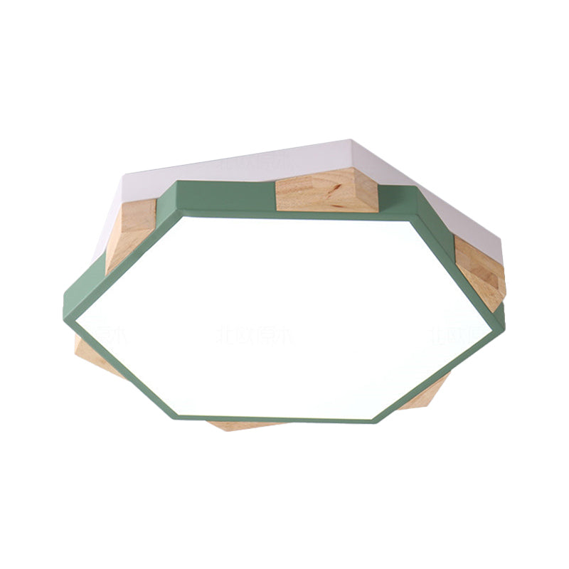 Nordic Style Hexagon Flush Mount Light Acrylic Ceiling Lamp for Study Room Clearhalo 'Ceiling Lights' 'Close To Ceiling Lights' 'Close to ceiling' 'Flush mount' Lighting' 201158