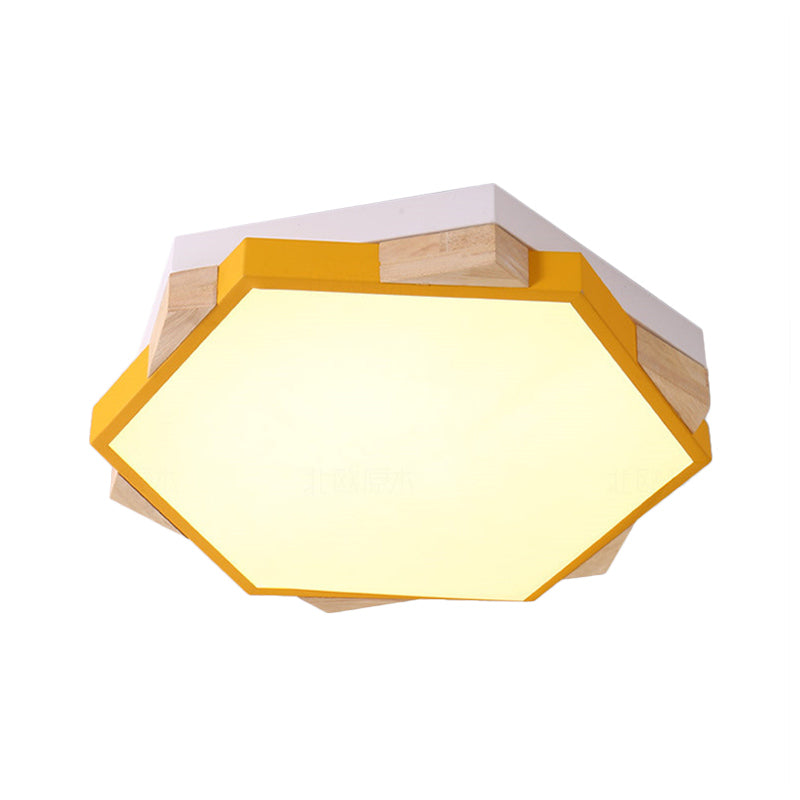 Nordic Style Hexagon Flush Mount Light Acrylic Ceiling Lamp for Study Room Clearhalo 'Ceiling Lights' 'Close To Ceiling Lights' 'Close to ceiling' 'Flush mount' Lighting' 201162