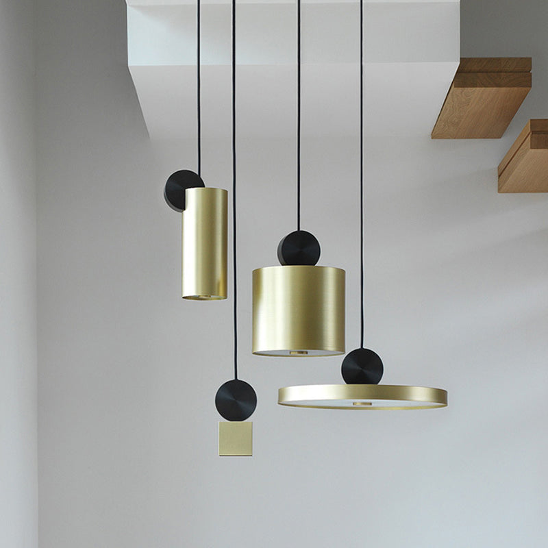 Geometrical Hanging Ceiling Light Simple Metallic 1 Bulb Dining Room Suspension Lamp in Brass Clearhalo 'Ceiling Lights' 'Modern Pendants' 'Modern' 'Pendant Lights' 'Pendants' Lighting' 2011623