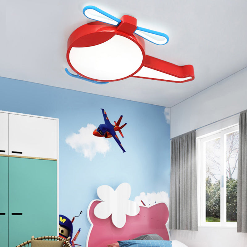 Cartoon Flat Helicopter Ceiling Mount Light Acrylic LED Ceiling Fixture for Amusement Park Red Clearhalo 'Ceiling Lights' 'Close To Ceiling Lights' 'Close to ceiling' 'Flush mount' Lighting' 201163