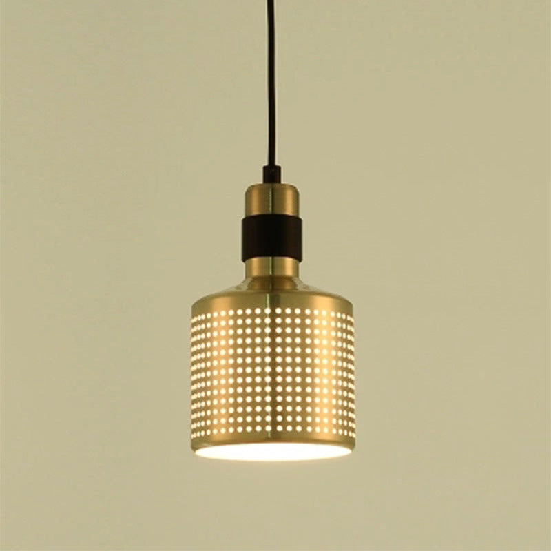 Metal Pierced Cylinder Ceiling Light Minimalist 1 Head Drop Pendant for Bedside Black Clearhalo 'Ceiling Lights' 'Modern Pendants' 'Modern' 'Pendant Lights' 'Pendants' Lighting' 2011636