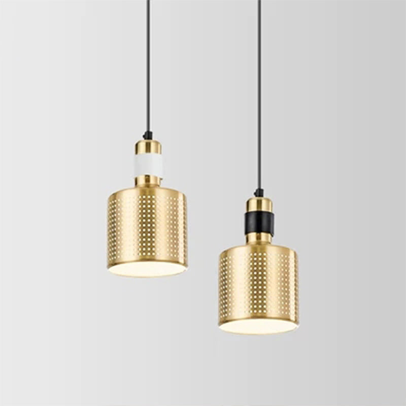 Metal Pierced Cylinder Ceiling Light Minimalist 1 Head Drop Pendant for Bedside White Clearhalo 'Ceiling Lights' 'Modern Pendants' 'Modern' 'Pendant Lights' 'Pendants' Lighting' 2011640
