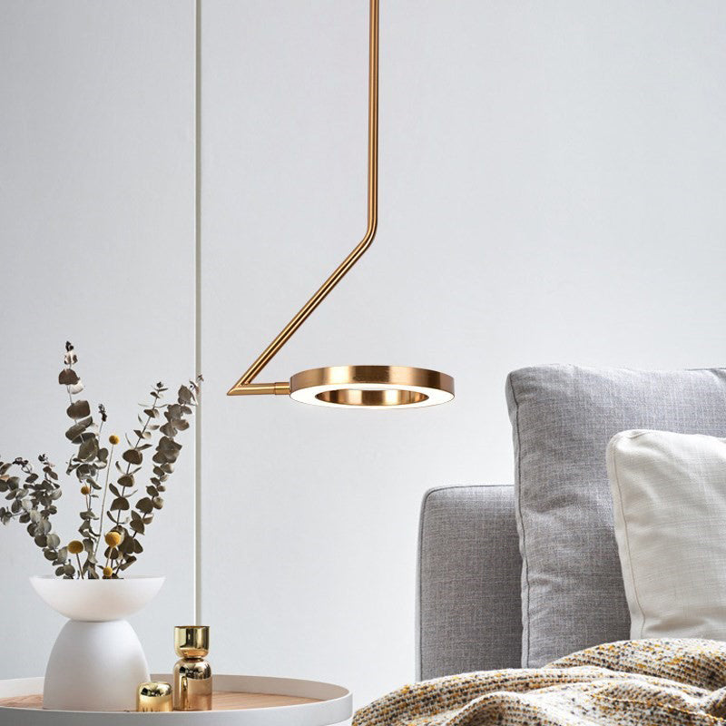 Metal Circle Hanging Pendant Light Simple LED Brass Ceiling Suspension Lamp for Bedside Clearhalo 'Ceiling Lights' 'Modern Pendants' 'Modern' 'Pendant Lights' 'Pendants' Lighting' 2011664