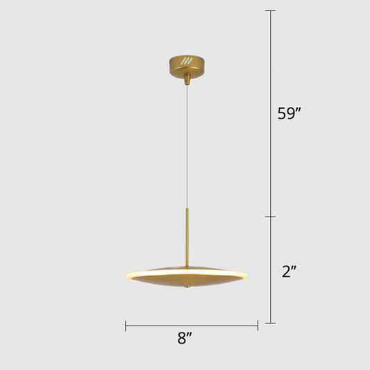 LED Bedside Pendulum Light Modern Brass Down Lighting with Saucer Aluminum Shade Clearhalo 'Ceiling Lights' 'Modern Pendants' 'Modern' 'Pendant Lights' 'Pendants' Lighting' 2011673