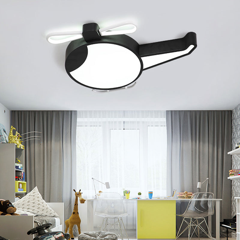 Cartoon Flat Helicopter Ceiling Mount Light Acrylic LED Ceiling Fixture for Amusement Park Black Clearhalo 'Ceiling Lights' 'Close To Ceiling Lights' 'Close to ceiling' 'Flush mount' Lighting' 201168