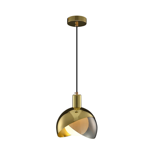Split Dome Drop Lamp Modernist Metal 1 Light Pendant Lighting Fixture with Inner Orb Opal Glass Shade Clearhalo 'Ceiling Lights' 'Modern Pendants' 'Modern' 'Pendant Lights' 'Pendants' Lighting' 2011681