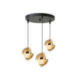 Simple 3 Bulbs Multi Light Pendant Spherical Adjustable Hanging Light Kit with Milky Glass Shade Brass Round Clearhalo 'Ceiling Lights' 'Modern Pendants' 'Modern' 'Pendant Lights' 'Pendants' Lighting' 2011713