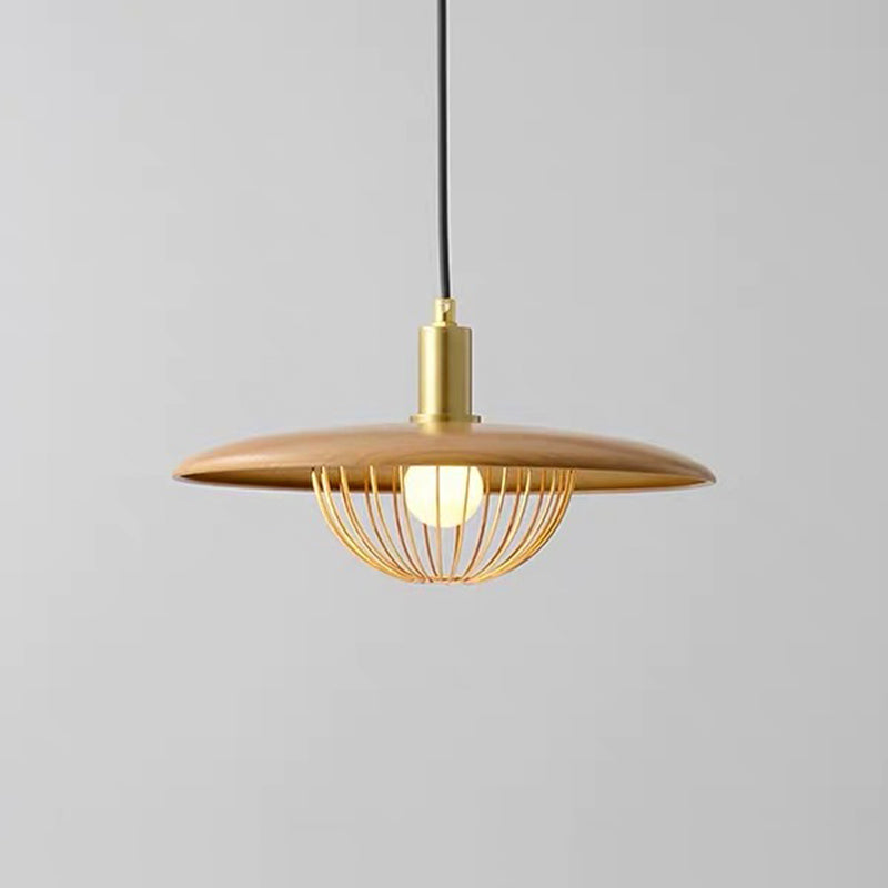 Nordic Saucer Pendant Lighting Metal 1 Head Dining Room Ceiling Lamp with Wire Cage Clearhalo 'Ceiling Lights' 'Modern Pendants' 'Modern' 'Pendant Lights' 'Pendants' Lighting' 2011721